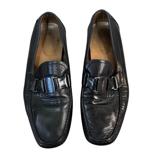 SALVATORE FERRAGAMO Men's Sardegna Driving Shoe Size 11.5D In Black - Picture 2 of 7